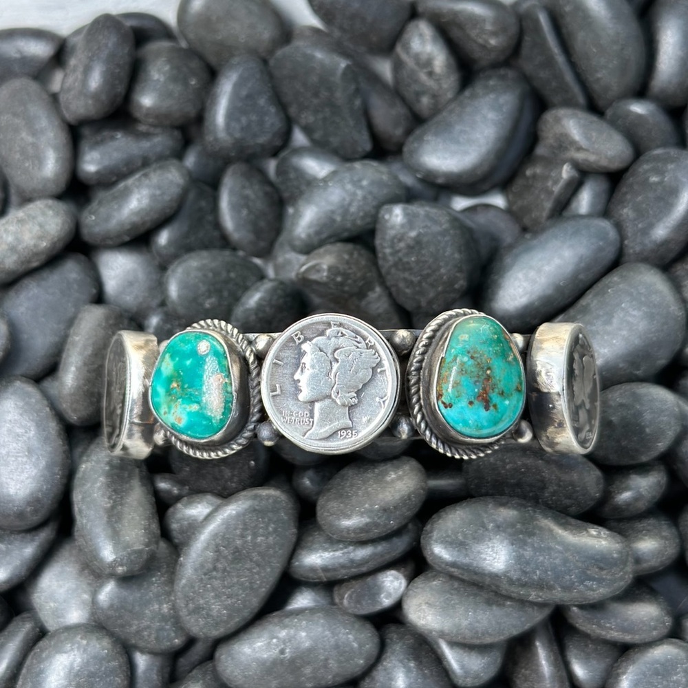 Native Made Kingman Coin Cuff - Picture 5 of 7